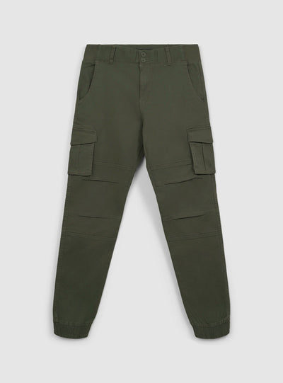 Pantaloni cargo tinta unita con polsini