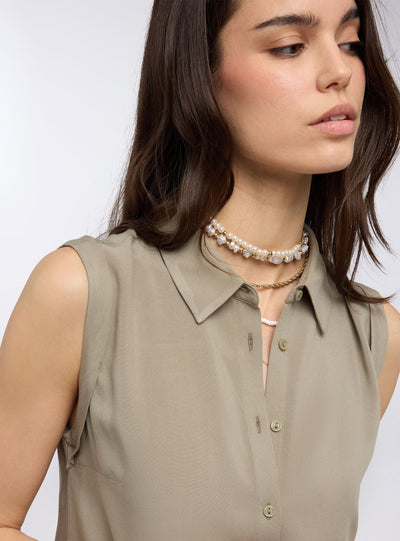 Camicia maxi smanicata tinta unita
