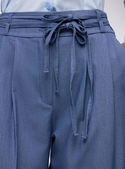 Pantaloni wide leg con lacci