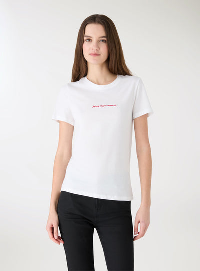 T-shirt con ricamo lettering
