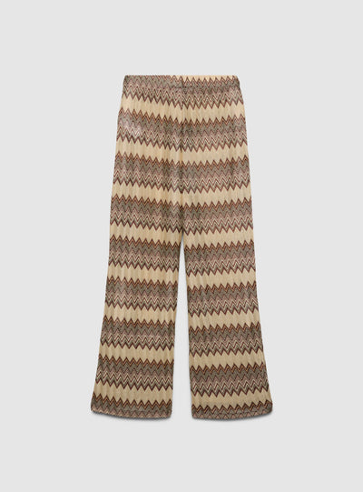 Wide-leg trousers in shimmering chevron knit