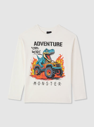 T-shirt con stampa dinosauro