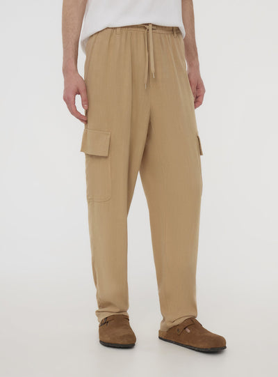 Pantaloni cargo in misto lino