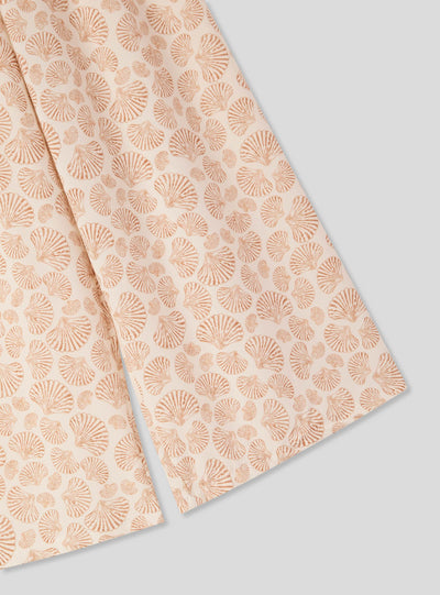 Pantaloni wide leg con fantasia conchiglie