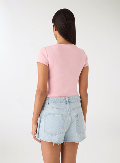T-shirt crop con stampa e coulisse laterali