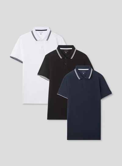 Pack 3 polo con profili a contrasto