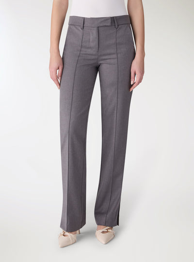 Pantaloni straight con spacco e nervatura