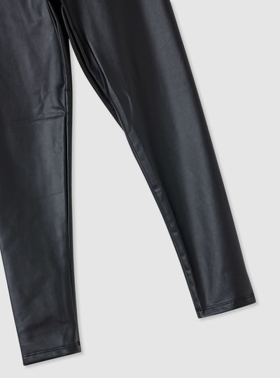 Leggings lunghi effetto pelle a vita alta