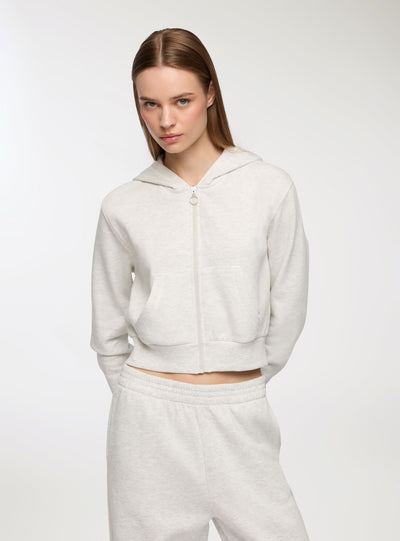 Felpa crop con cappuccio e zip
