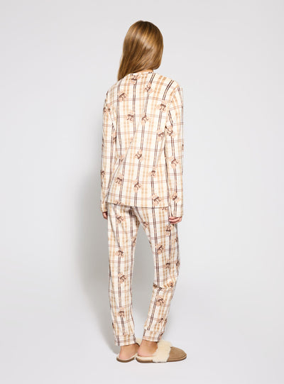 Pigiama con stampa orsetti e motivo tartan