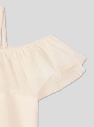 Top con balza in tulle