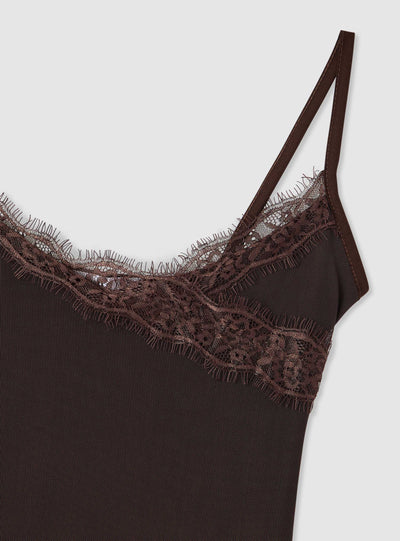 Vestito lingerie in tulle con inserti in pizzo