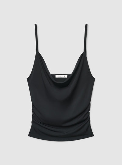 Top con scollo drappeggiato e arricciature laterali
