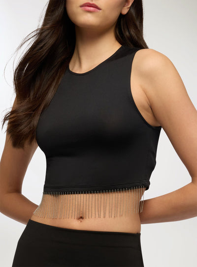 Top crop con frange