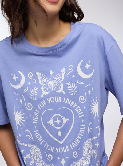 T-shirt ampia stampa in stile mistico
