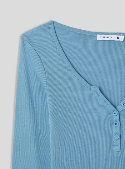 T-shirt serafino a costine
