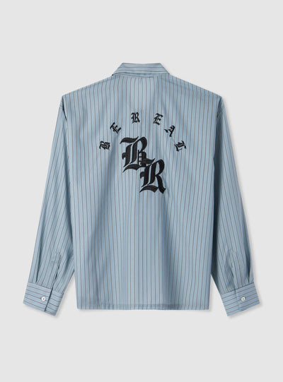Camicia boxy a righe con ricamo