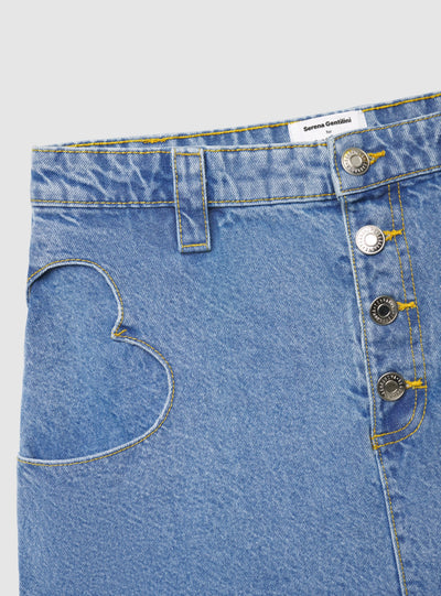 Gonna mini in denim con tasche a cuore TRNPOPLAB