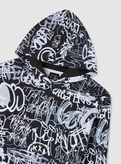 Hooded sweatshirt with graffiti print