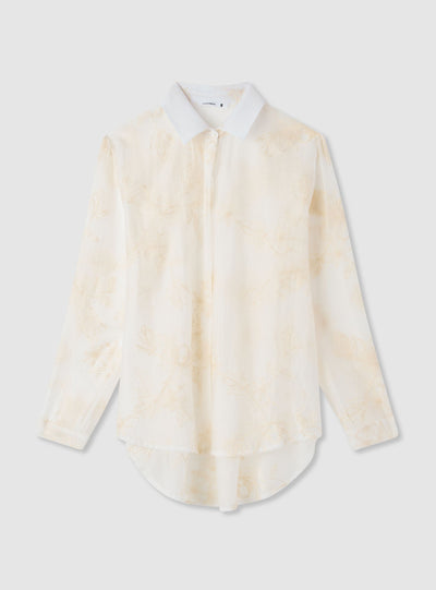 Camicia ampia con ricami floreali