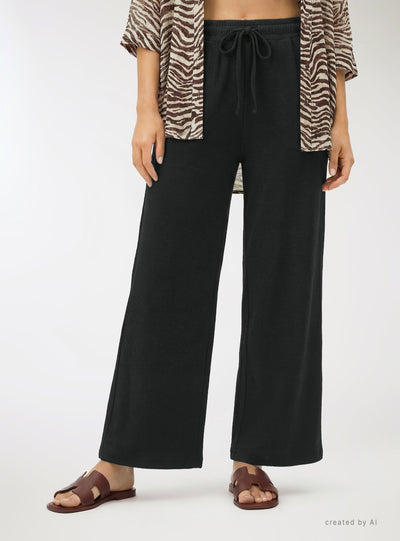Pantaloni wide leg tinta unita
