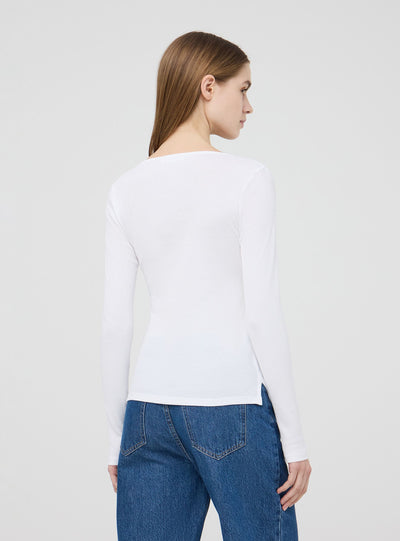 Geripptes Serafino-T-Shirt