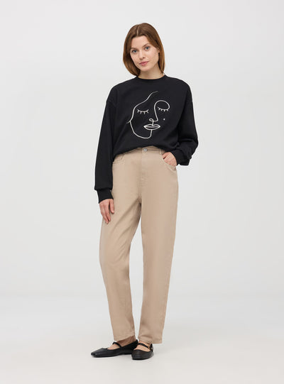 Pantaloni paper bag in twill