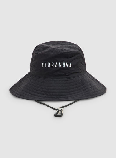 Fisherman hat with drawstring and lettering