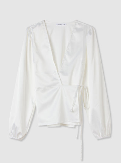 Blusa in satin con scollo a V