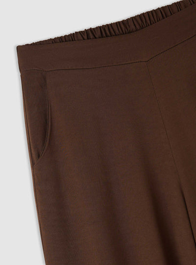 Pantaloni wide leg a tinta unita con vita elasticizzata