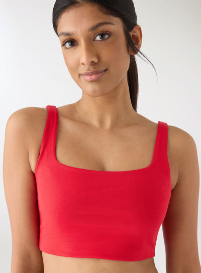 Solid colour square neck bra top