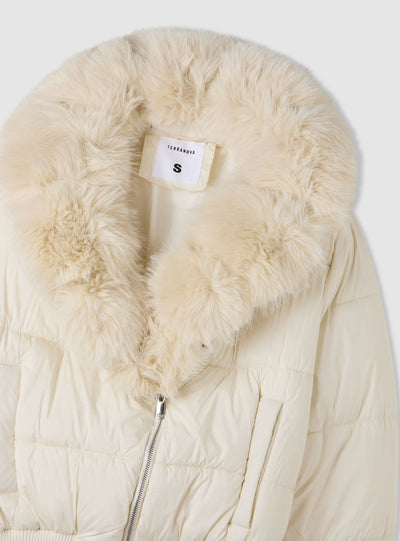Bomber imbottito con collo in pelliccia sintetica