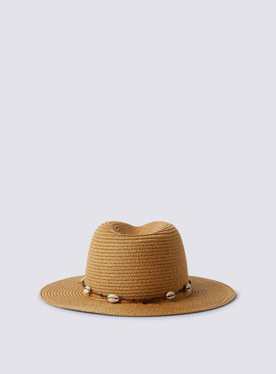 Cappello fedora effetto paglia con dettaglio