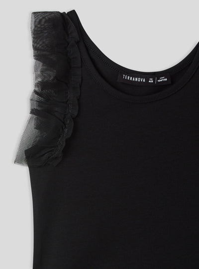Top spalle larghe in tulle