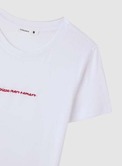 T-shirt con ricamo lettering