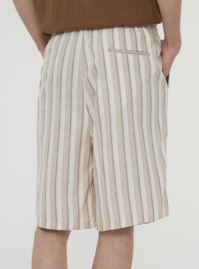 Pantaloncini a righe in misto lino