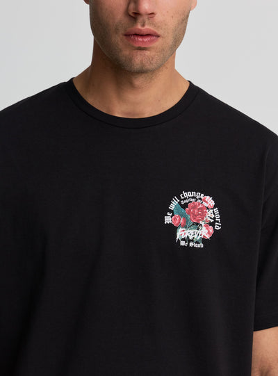 T-shirt girocollo con stampa floreale fronte e retro